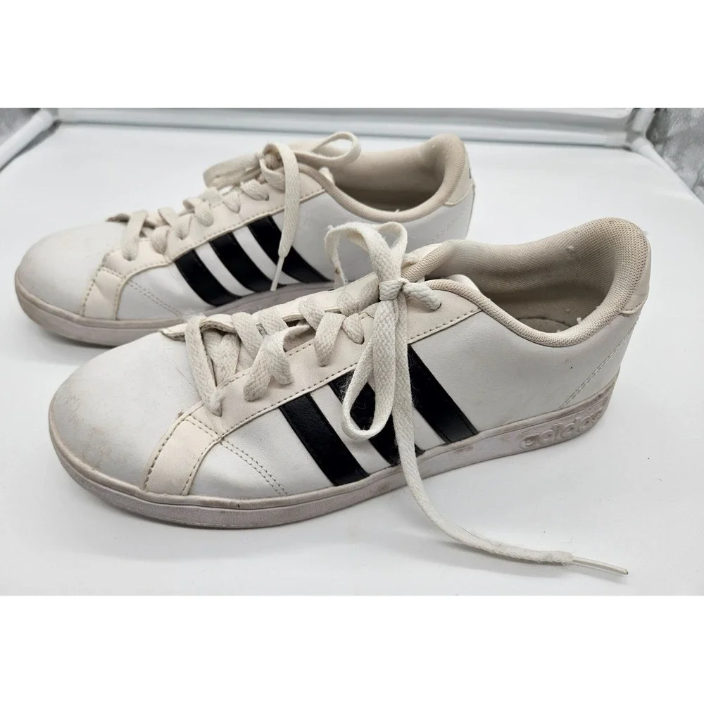 Adidas Neo Cloudfoam Mens White Black‎ Low Top Sneakers Shoes Classic Stripe 9